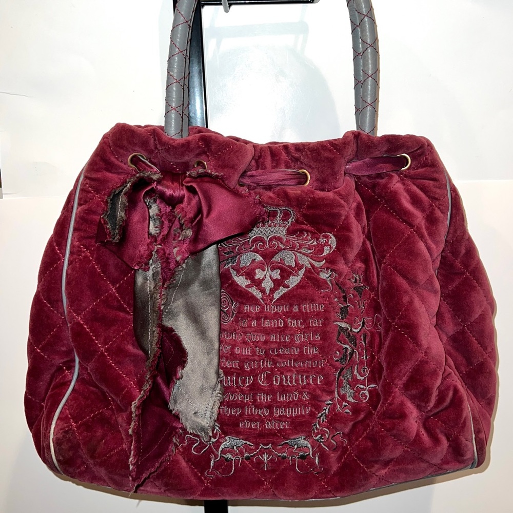 Maroon Juicy Couture Purse Vintage Y2K Tote Bag Handbag Quilted Preloved - Picture 1 of 12